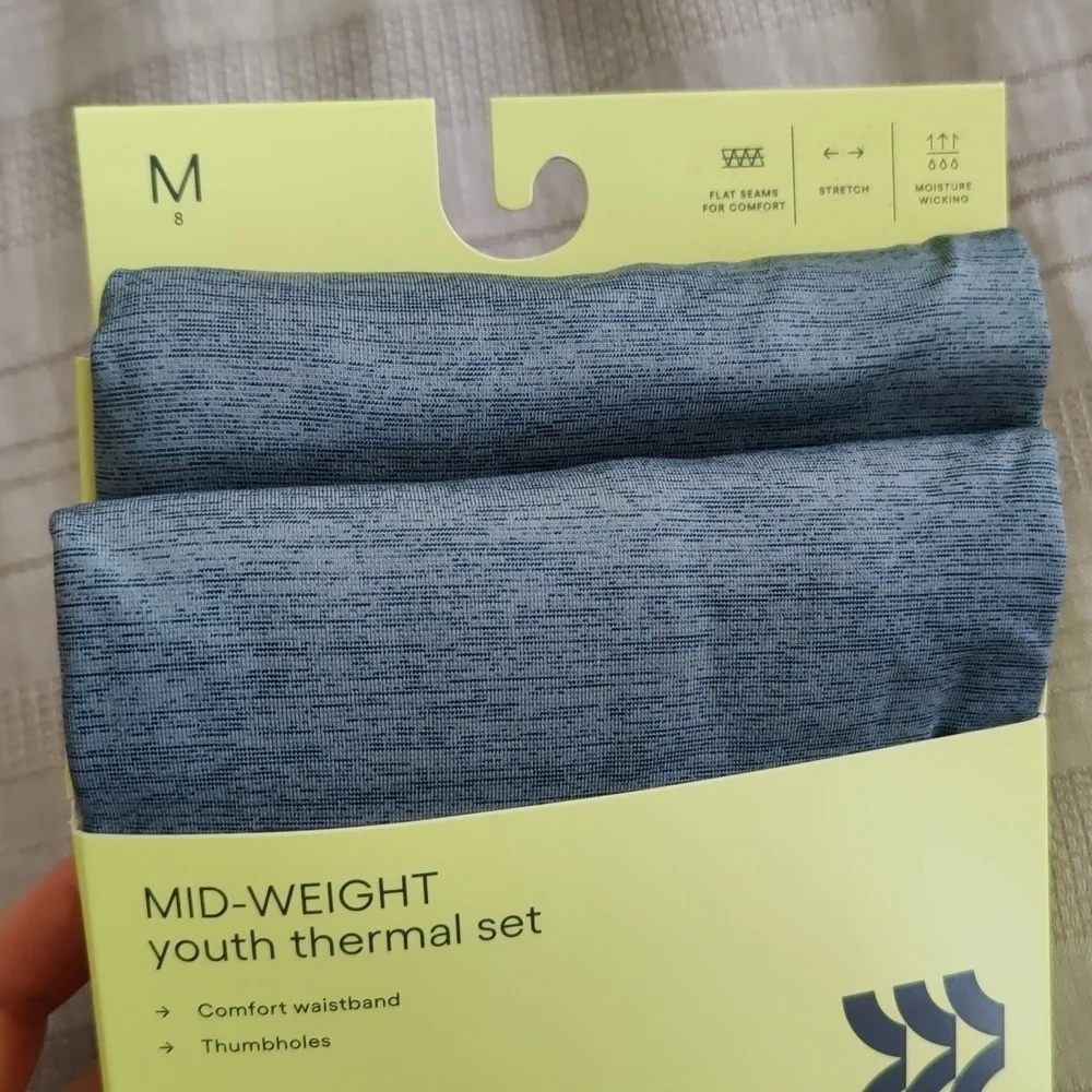 New!MID WEIGHT YOUTH THERMAL SET COMFORT WAISTBAND THERMAL SET 2 PCS  HeatheGRAY
